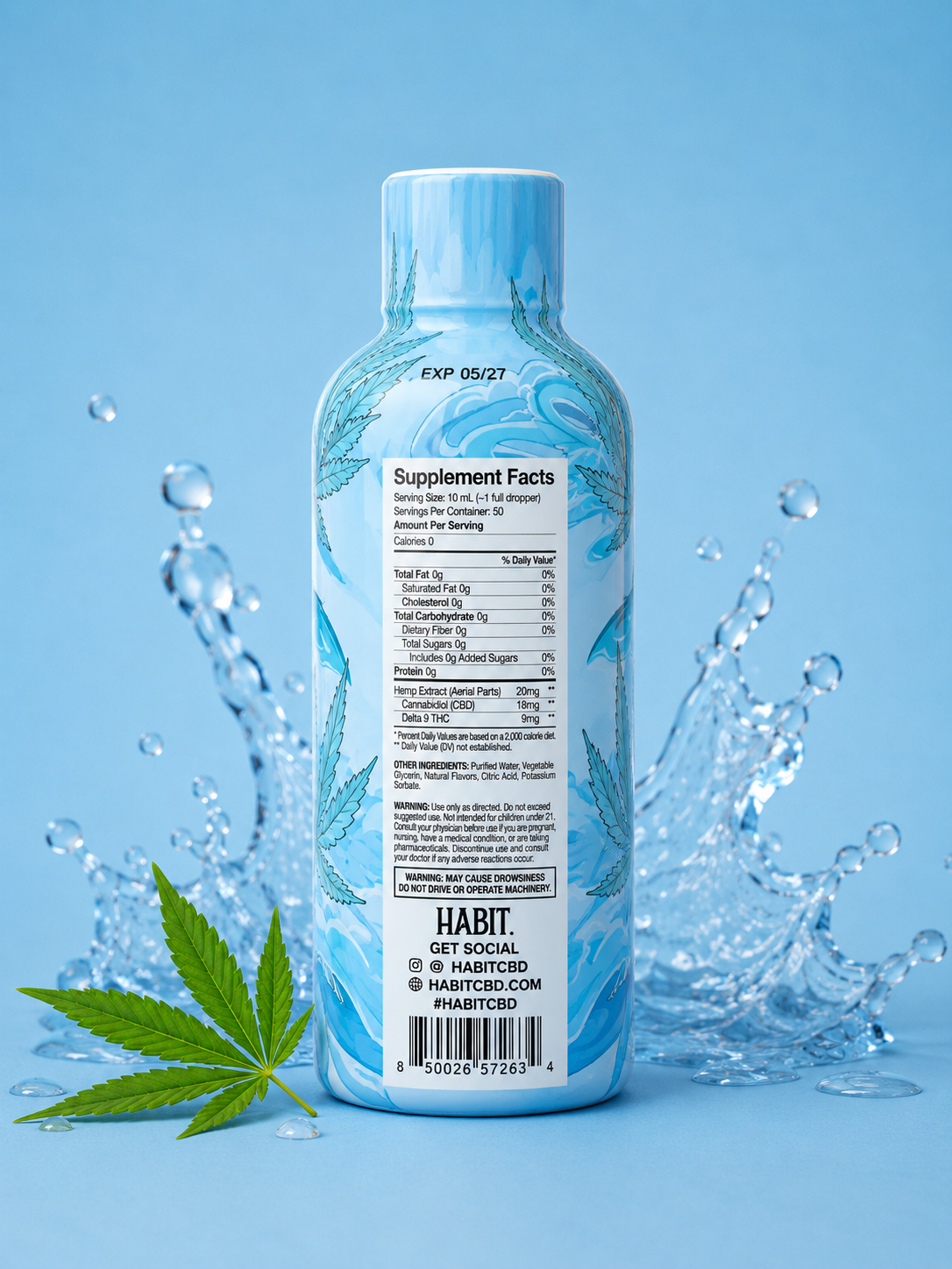 Habit Water Soluble Hemp Cannabinoids - Pure 750mg