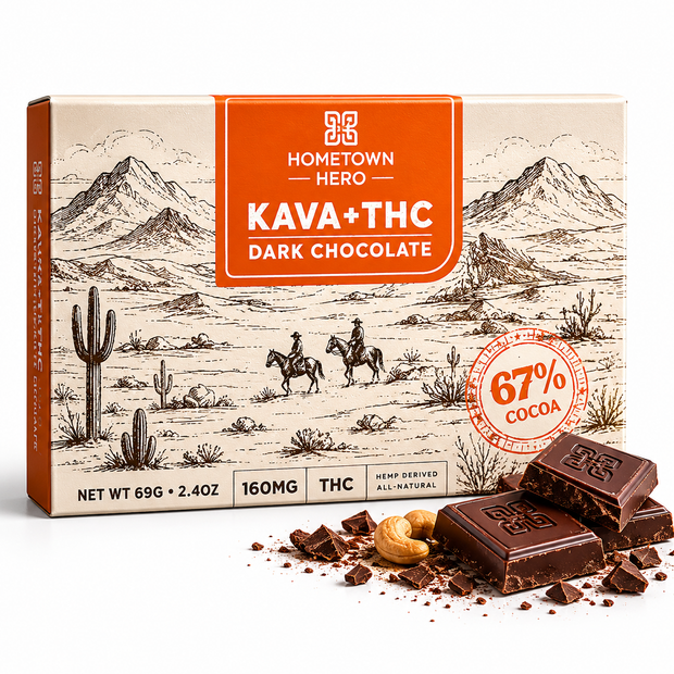 Hometown Hero Kava + THC Dark Chocolate Bar 160mg