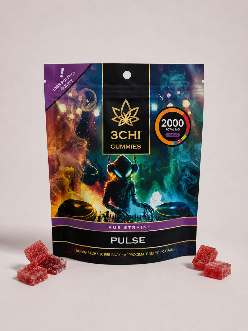 3Chi True Strains Pulse Gummies - Indica 2000mg