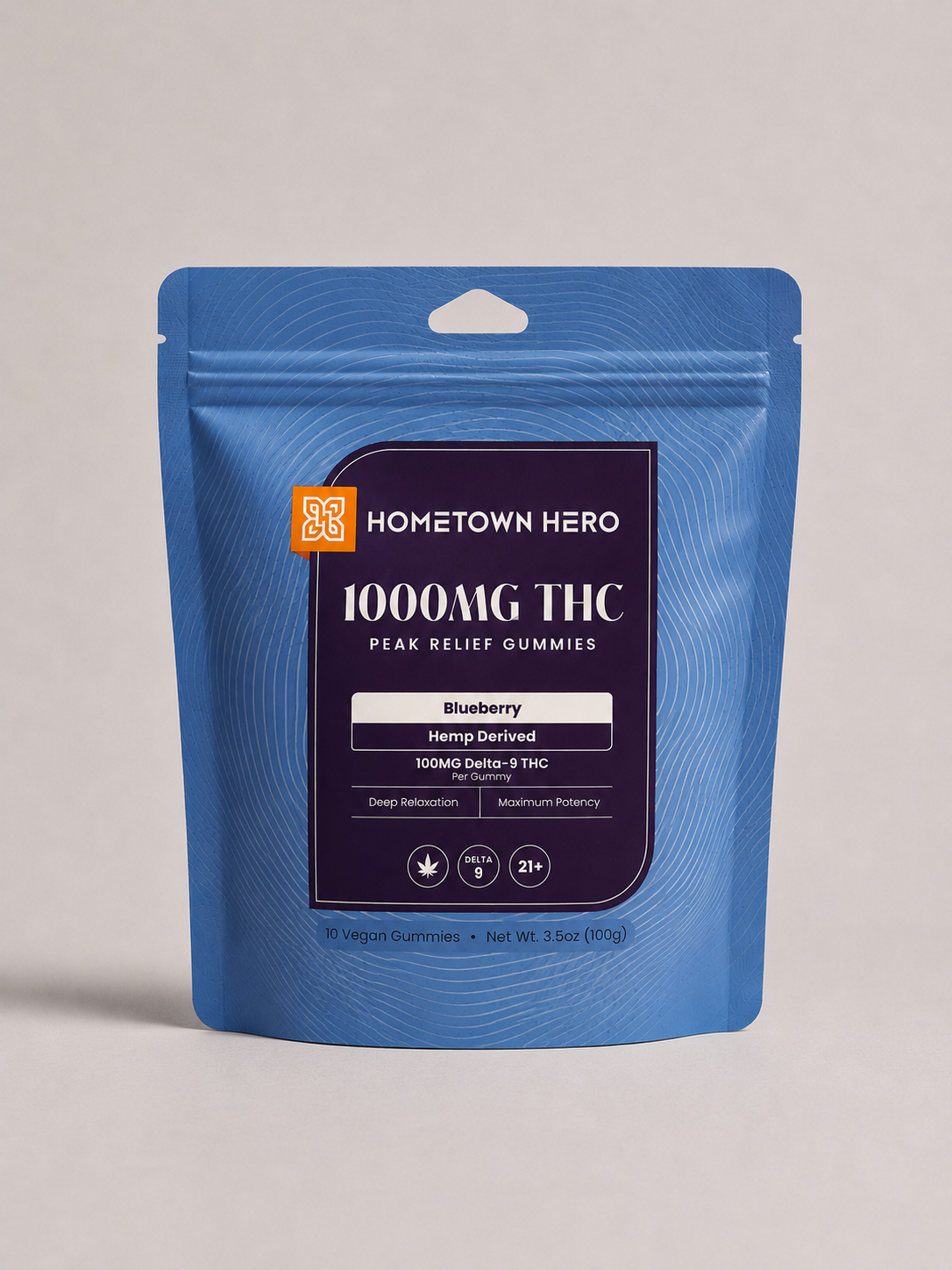 Hometown Hero 1000mg THC Peak Relief Gummies - Blueberry
