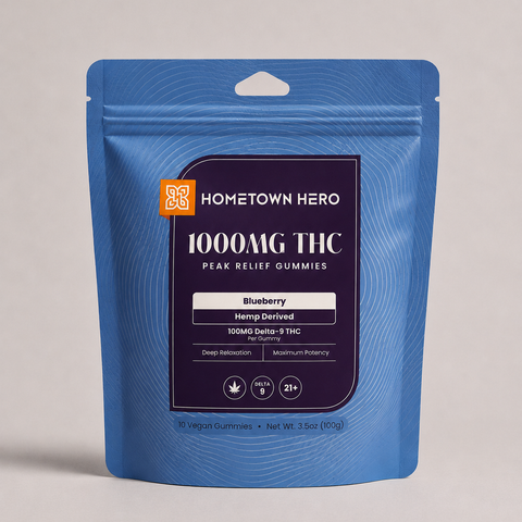 Hometown Hero 1000mg THC Peak Relief Gummies - Blueberry