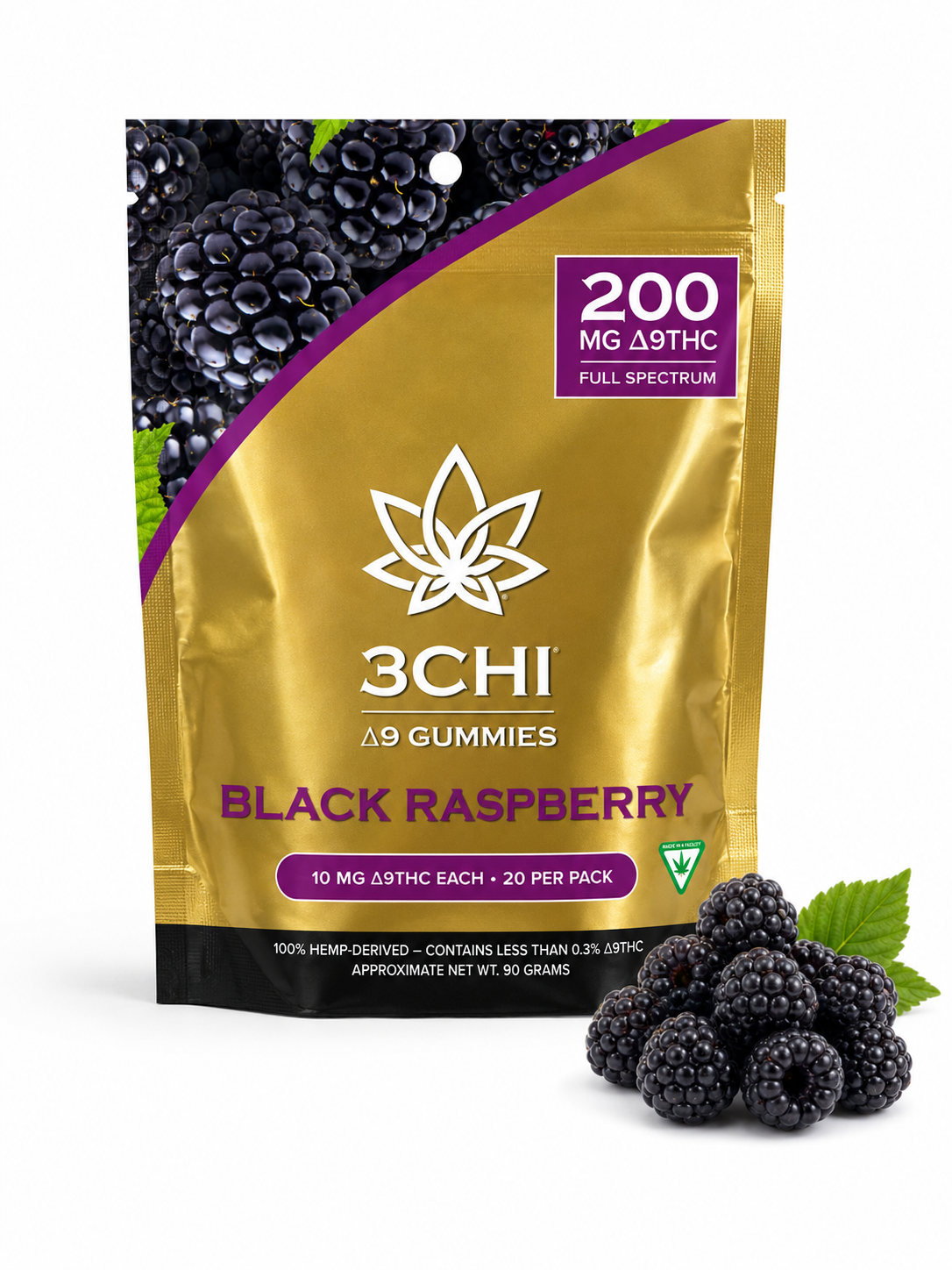 3CHI Delta-9 THC Gummies – Black Raspberry 200mg Full Spectrum