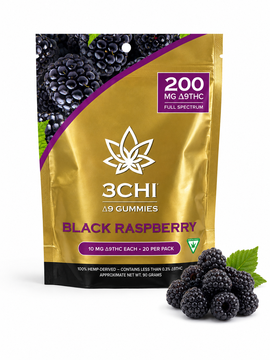 3CHI Delta-9 THC Gummies – Black Raspberry 200mg Full Spectrum