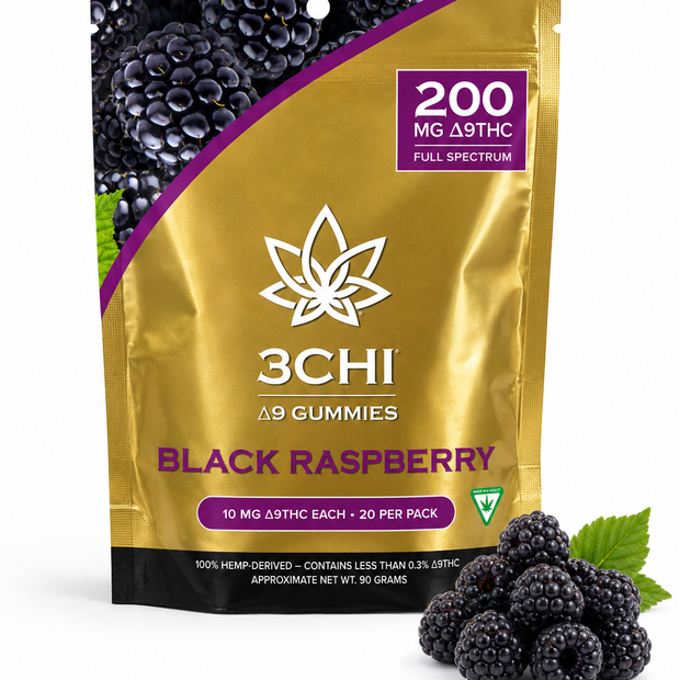 3CHI Delta-9 THC Gummies – Black Raspberry 200mg Full Spectrum