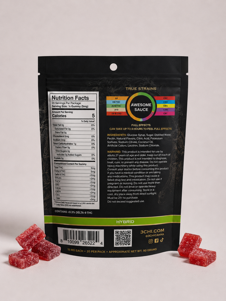 3Chi True Strains Awesome Sauce Gummies - Hybrid 300mg
