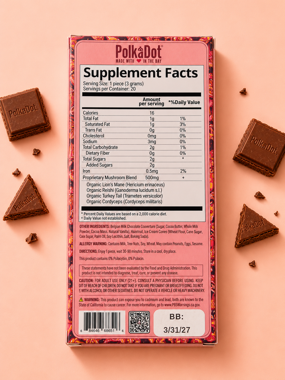 PolkaDot Magic Mushroom Bar – Creamy Hazelnut Waffle