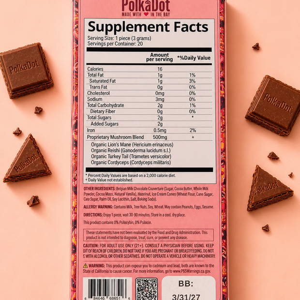 PolkaDot Magic Mushroom Bar – Creamy Hazelnut Waffle