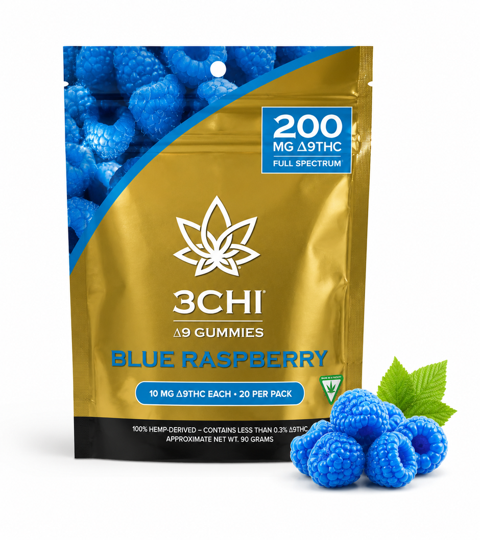 3CHI Delta-9 THC Gummies – Blue Raspberry 200mg Full Spectrum