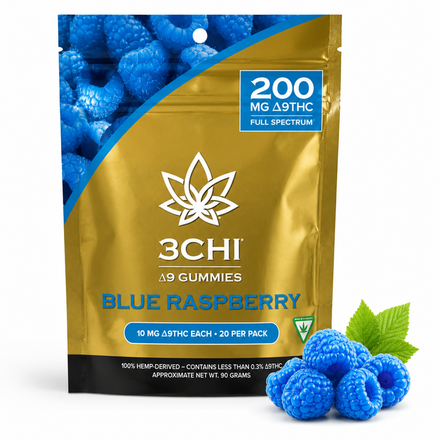 3CHI Delta-9 THC Gummies – Blue Raspberry 200mg Full Spectrum