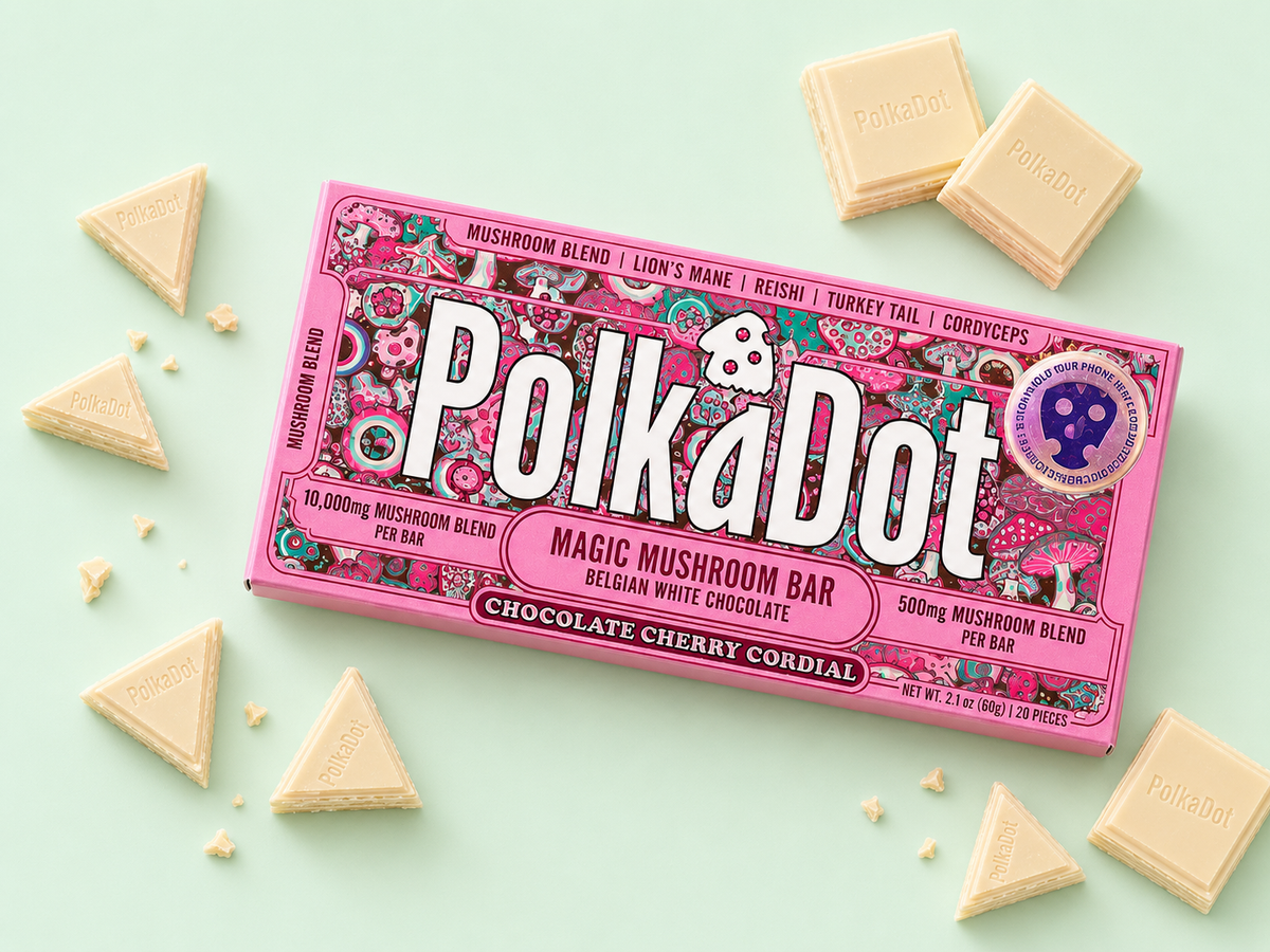 PolkaDot Magic Mushroom Bar – Chocolate Cherry Cordial