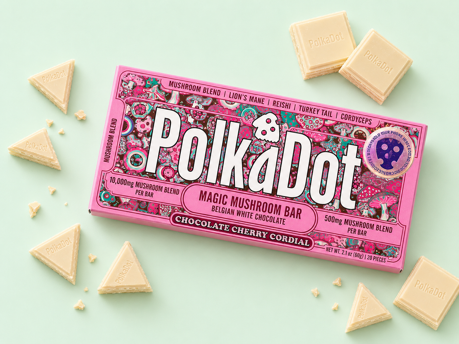 PolkaDot Magic Mushroom Bar – Chocolate Cherry Cordial