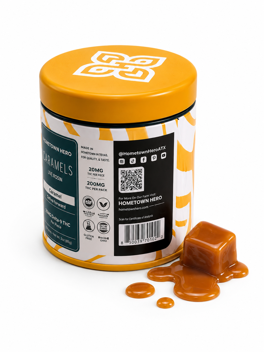 Hometown Hero Live Rosin Caramels - Caramel Sativa 200mg