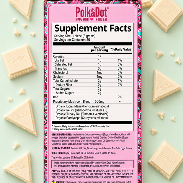 PolkaDot Magic Mushroom Bar – Chocolate Cherry Cordial