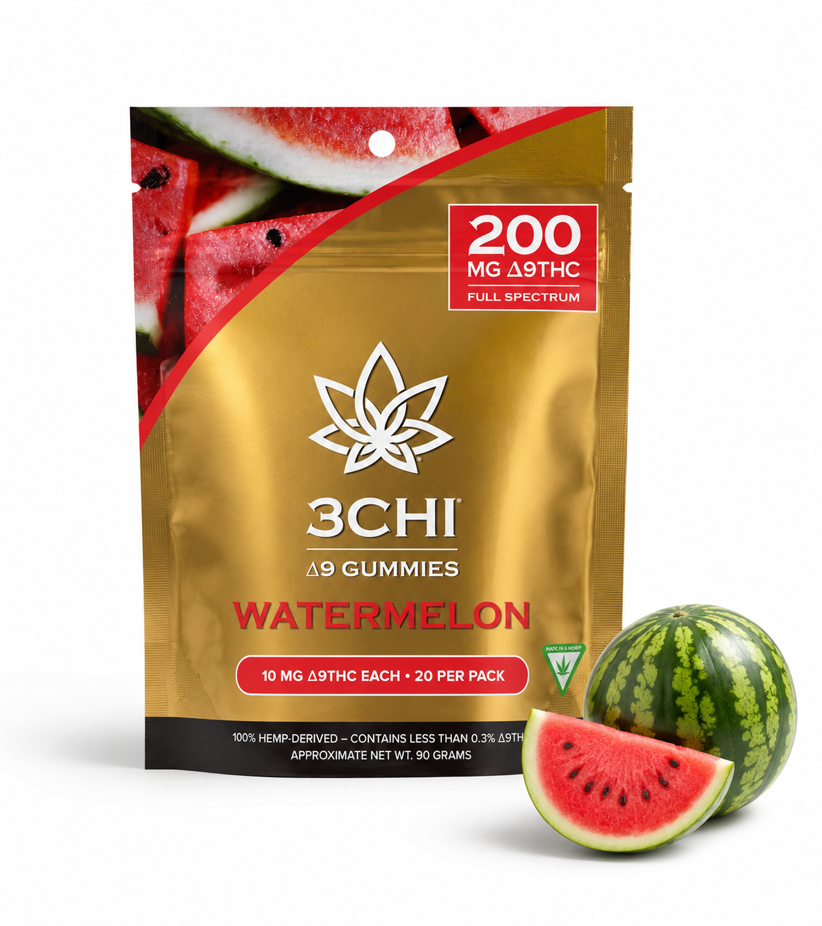 3CHI Delta-9 THC Gummies – Watermelon 200mg Full Spectrum