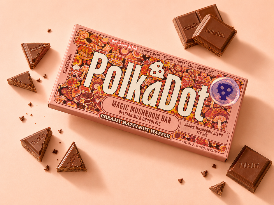 PolkaDot Magic Mushroom Bar – Creamy Hazelnut Waffle