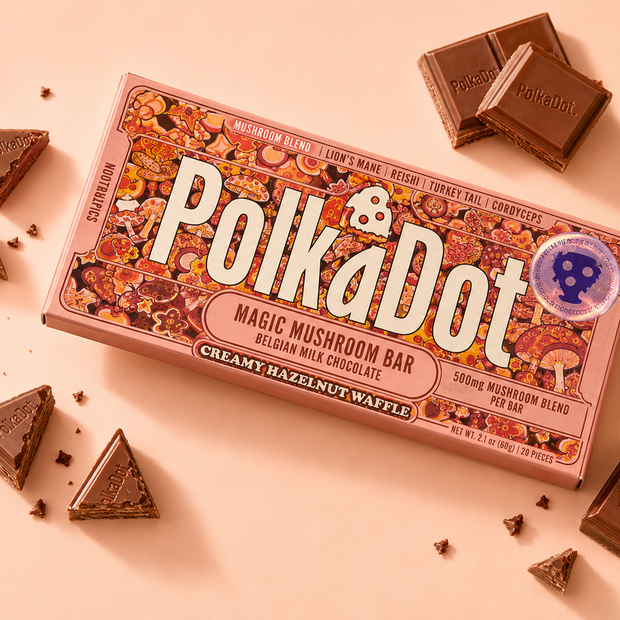 PolkaDot Magic Mushroom Bar – Creamy Hazelnut Waffle