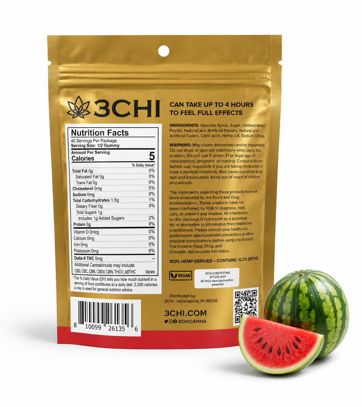3CHI Delta-9 THC Gummies – Watermelon 200mg Full Spectrum