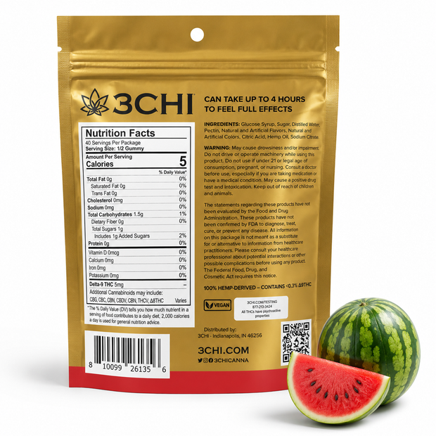 3CHI Delta-9 THC Gummies – Watermelon 200mg Full Spectrum