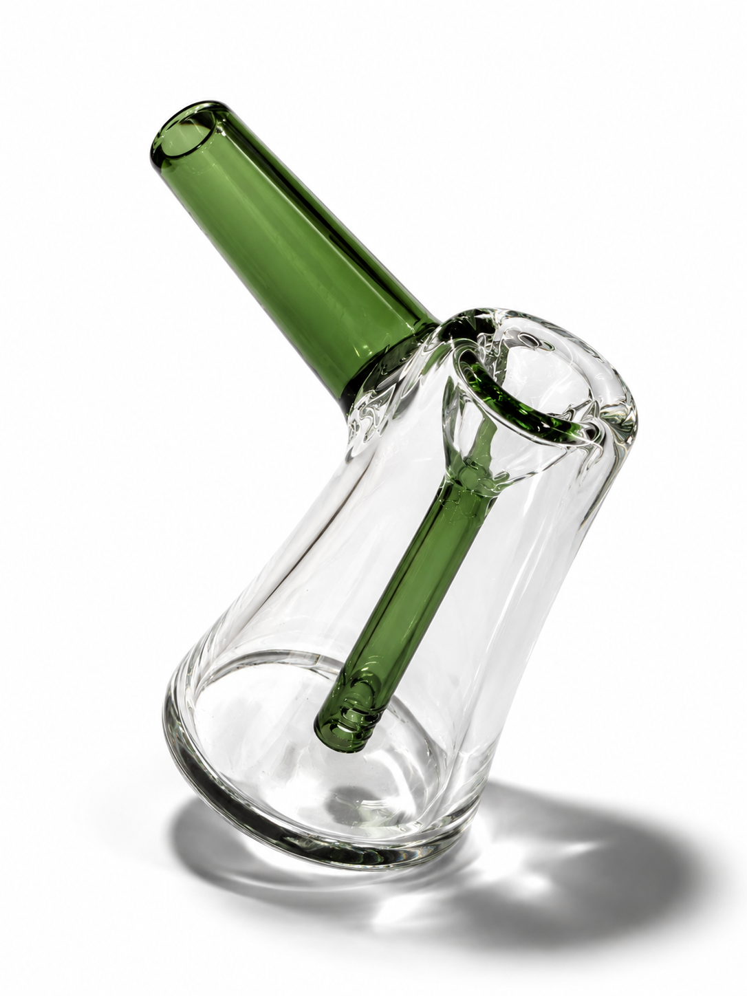 Clear & Green Glass Bubbler Pipe