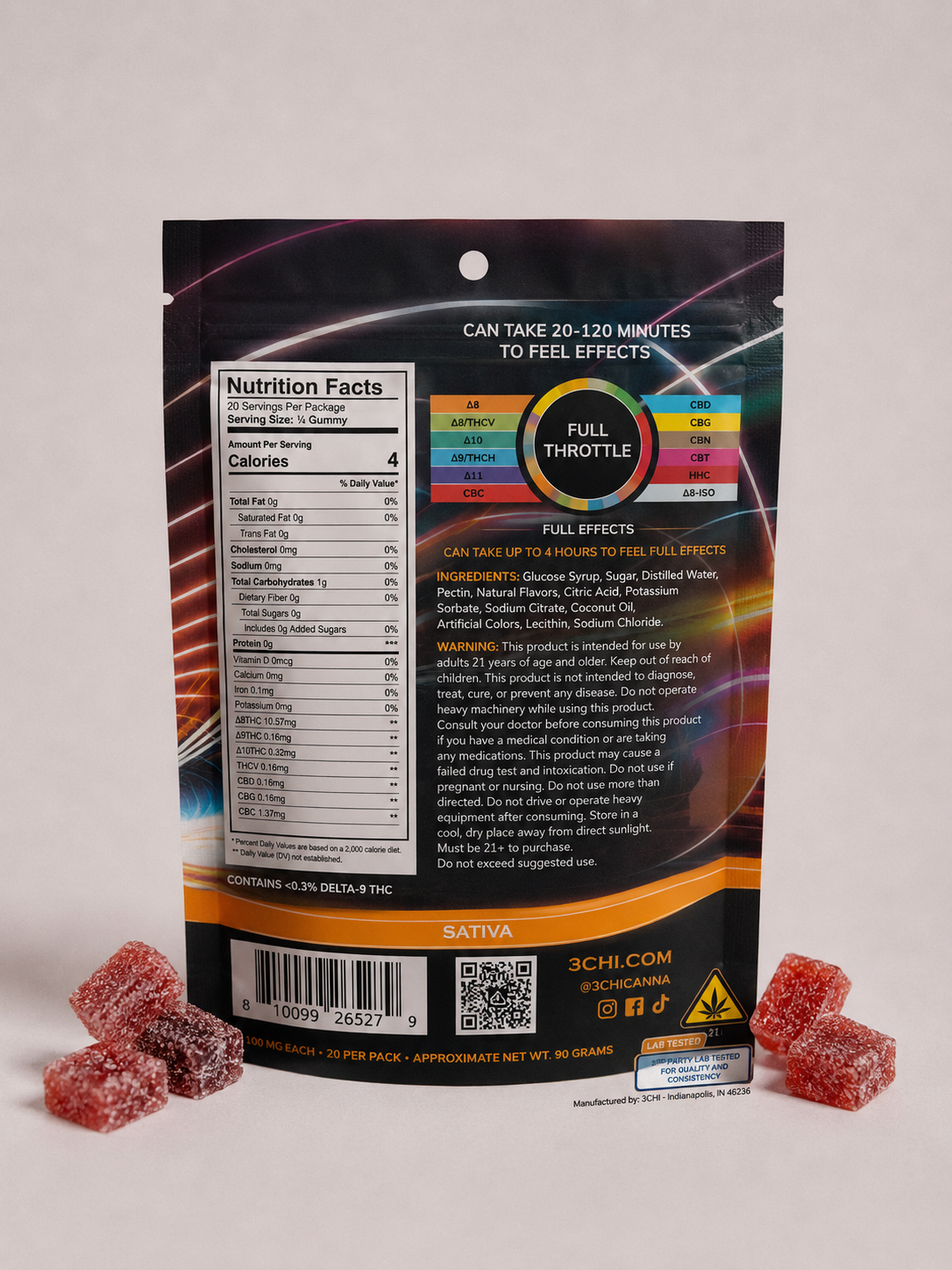 3Chi True Strains Full Throttle Gummies - Sativa 2000mg