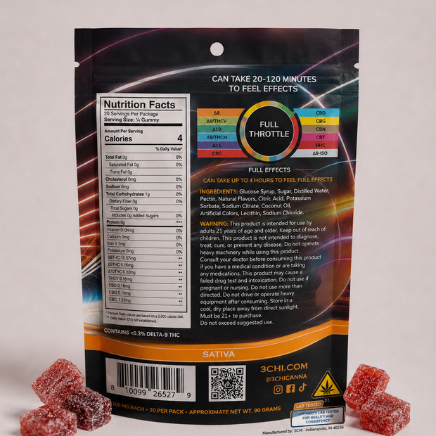 3Chi True Strains Full Throttle Gummies - Sativa 2000mg