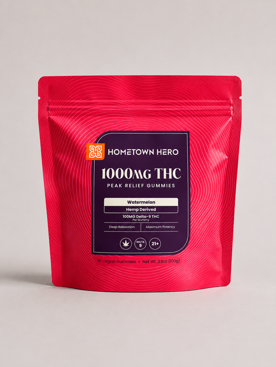 Hometown Hero 1000mg THC Peak Relief Gummies - Watermelon