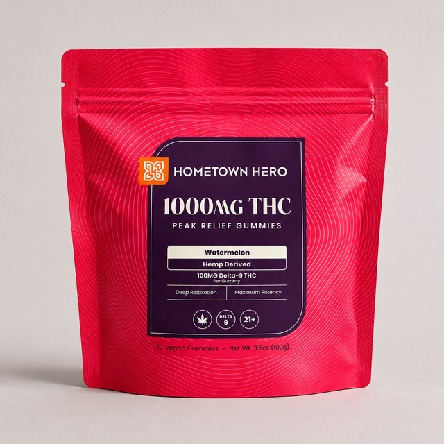 Hometown Hero 1000mg THC Peak Relief Gummies - Watermelon