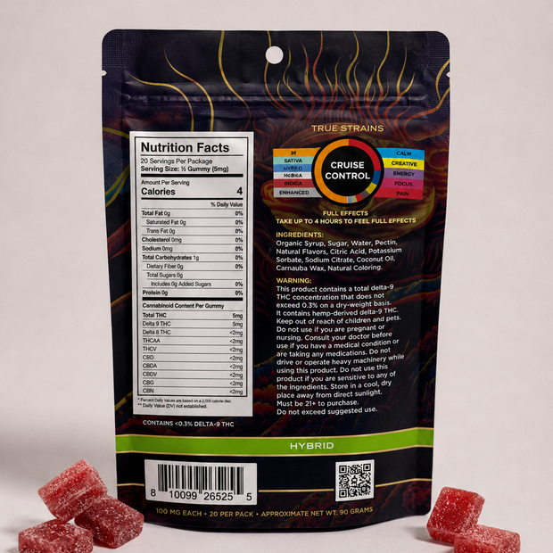 3Chi True Strains Cruise Control Gummies - Hybrid 2000mg
