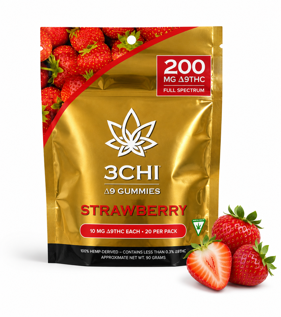 3CHI Delta-9 THC Gummies – Strawberry 200mg Full Spectrum