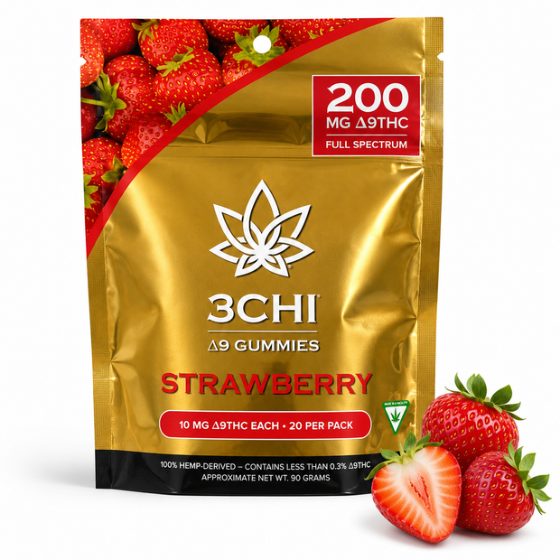 3CHI Delta-9 THC Gummies – Strawberry 200mg Full Spectrum